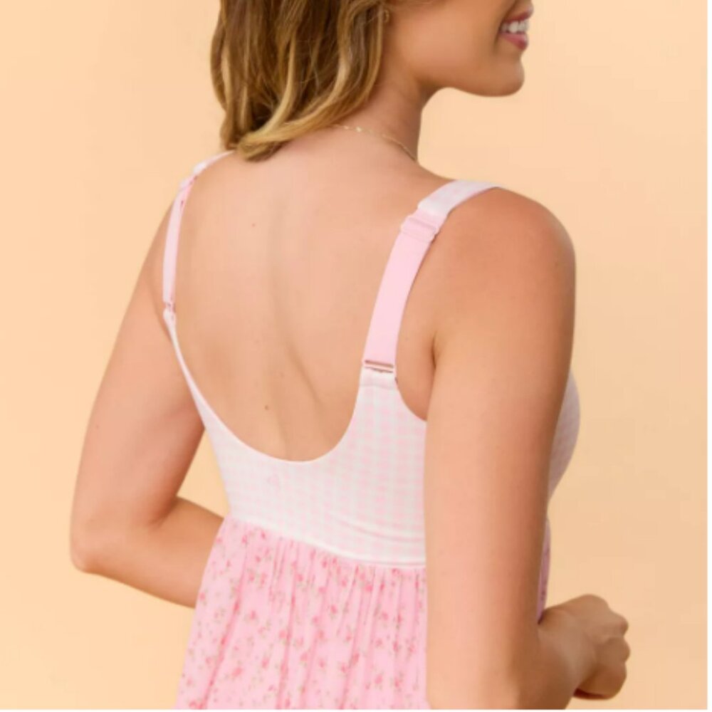 Blogilates Women's Sweetheart Babydoll Dress - Pink Gingham L - Picture 7 of 7